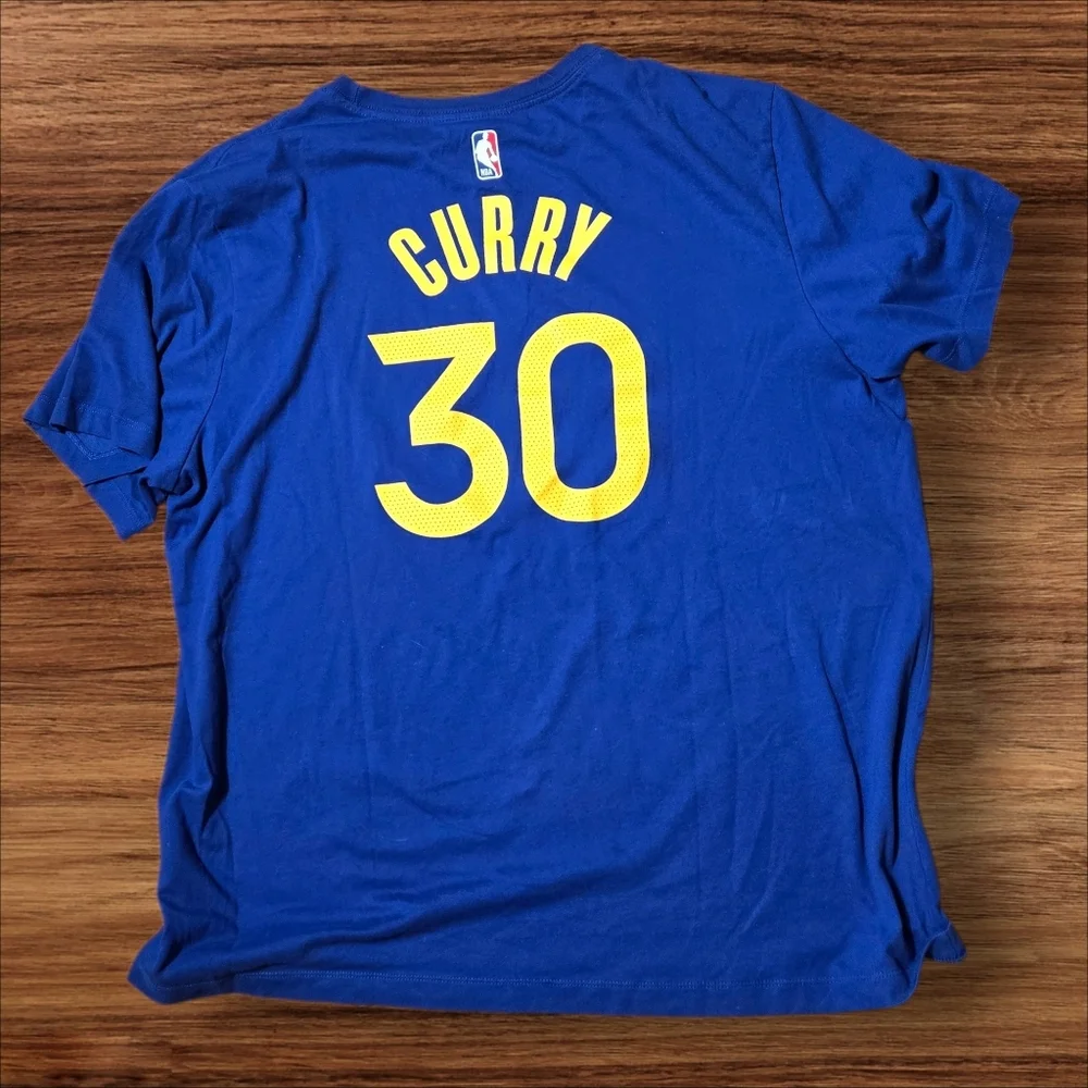 Nike Golden State Warriors NBA Basketball Blue Steph Curry 30 Dri-FIT Tee Shirt